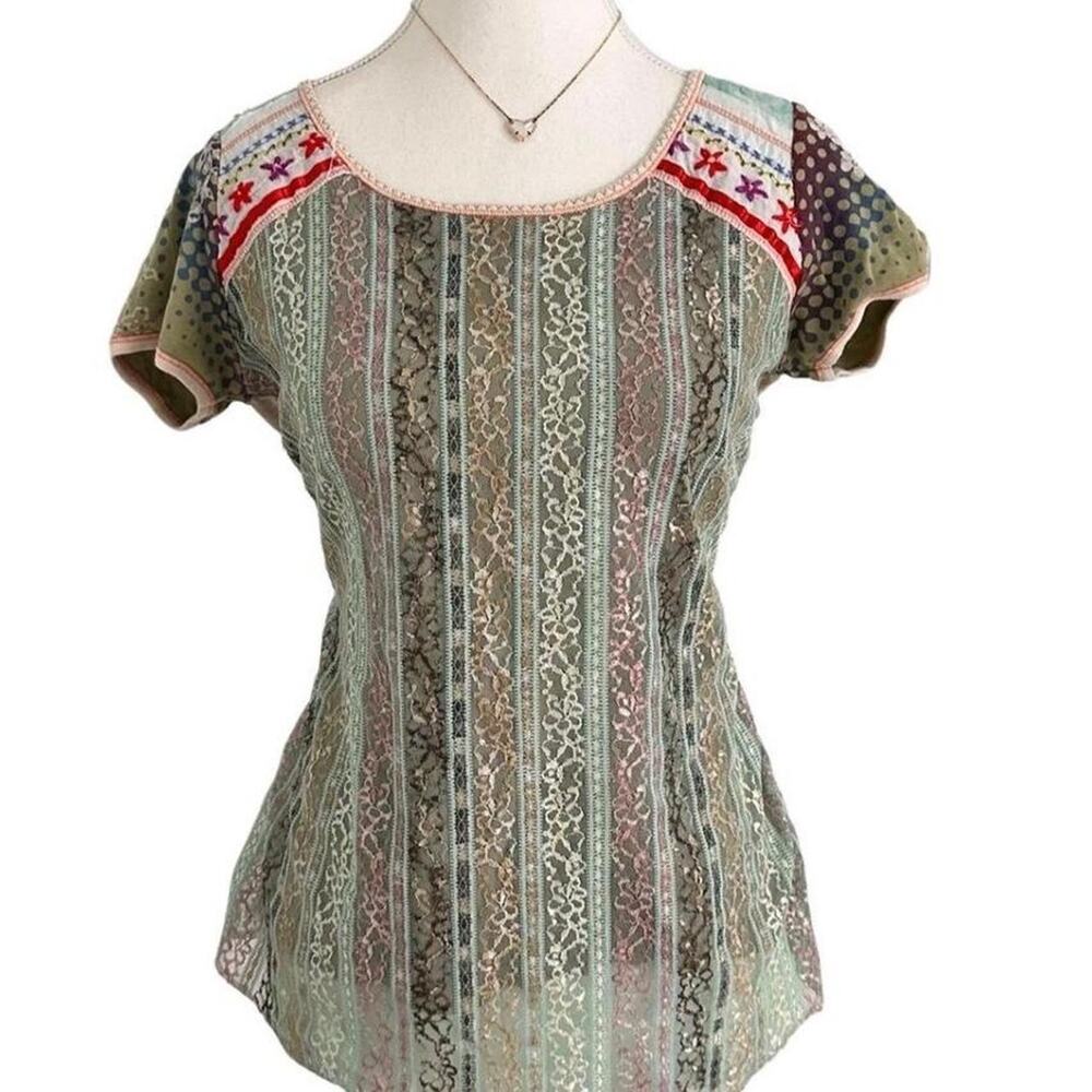 Edista Boho Cottage Fairyindie core cotton lace full length short sleeve Medium